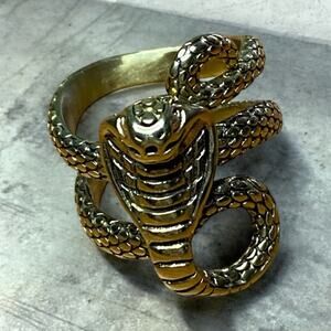 14K Gold Plated over Stainless Steel Cobra Snake Ring Size 9